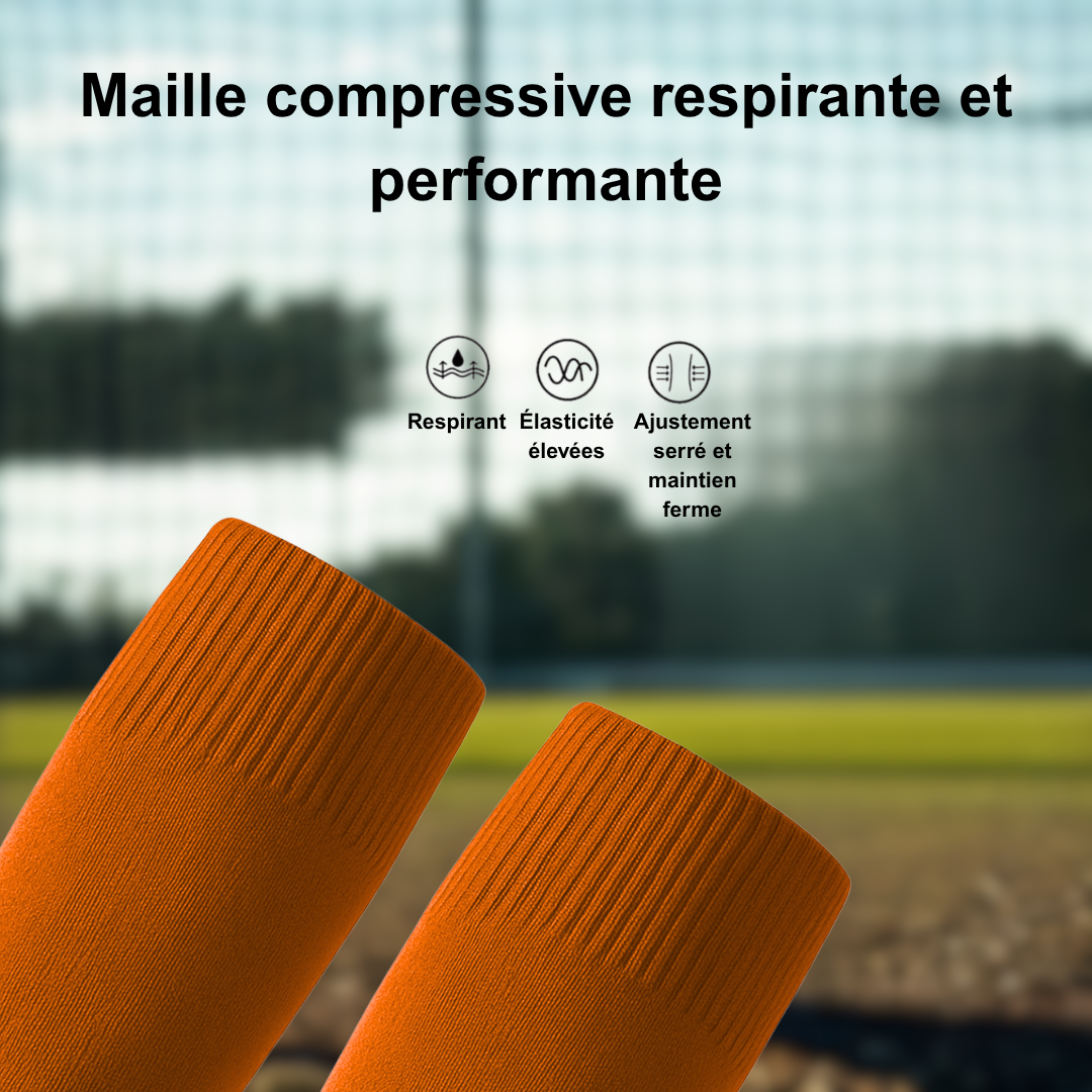 Manchons de Compression DribbleX – Jambières sans pied pour Football – Taille Enfant & Adulte – Haute Élasticité – 10 Couleurs
